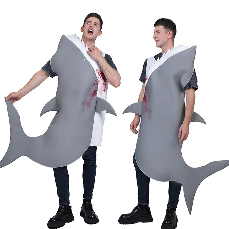 Nuevo disfraz de tiburón para adultos, disfraz de actuación de animales marinos de Halloween, disfraz de tiburón divertido, disfraz de actuación para eventos de fiesta