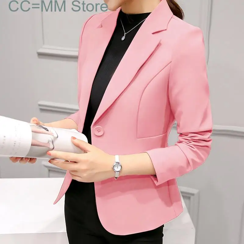 New Notched Blazers for Women Fashion Slim Solid Elegant Suits Office Ladies Long Sleeve Chic Casual Blazer