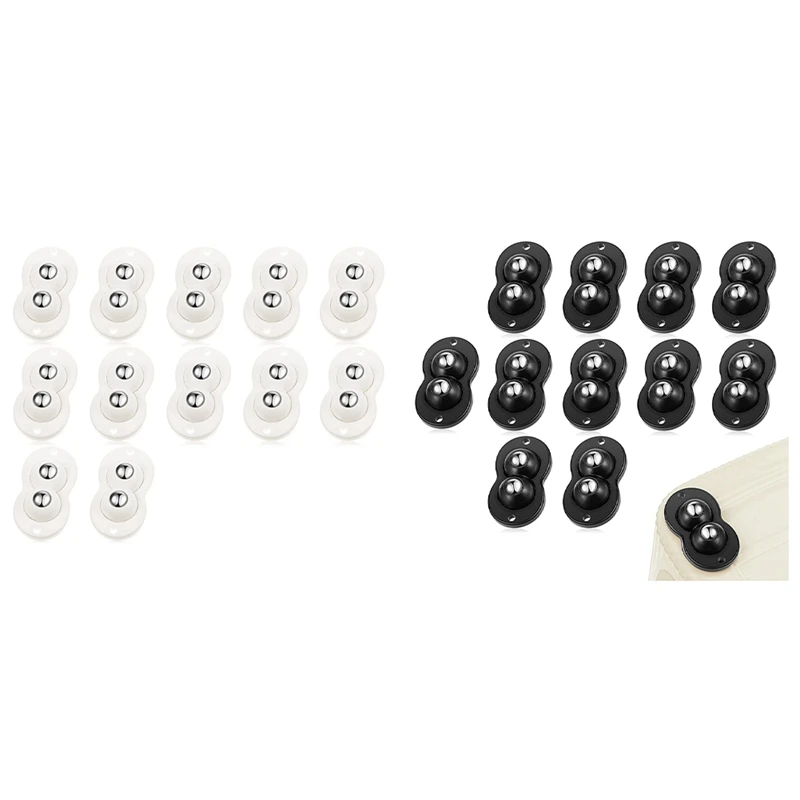AB47-12Pcs Mini Self Adhesive ล้อหมุนล้อลูกปัดคู่ Universal ล้อสําหรับเฟอร์นิเจอร์กล่อง Mini Roller