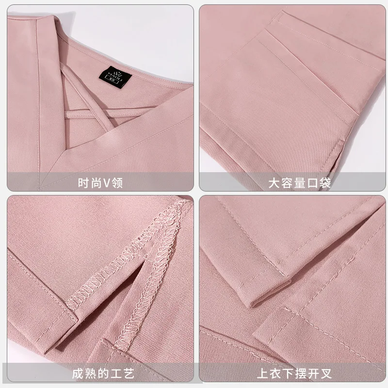 Wash Separates Set Männer und Frauen Kurzarm Pinsel Hände Kleidung Schönheit Haustier Oral Arzt Krankenschwester bestickt