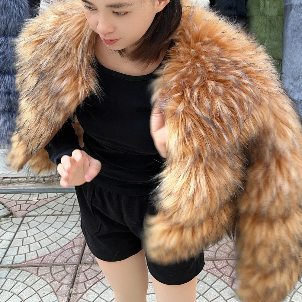 Women\'s Jacket Faux Fur Coat Winter Women Short Warm Thick Raccoon Fake Fur Coat 2022