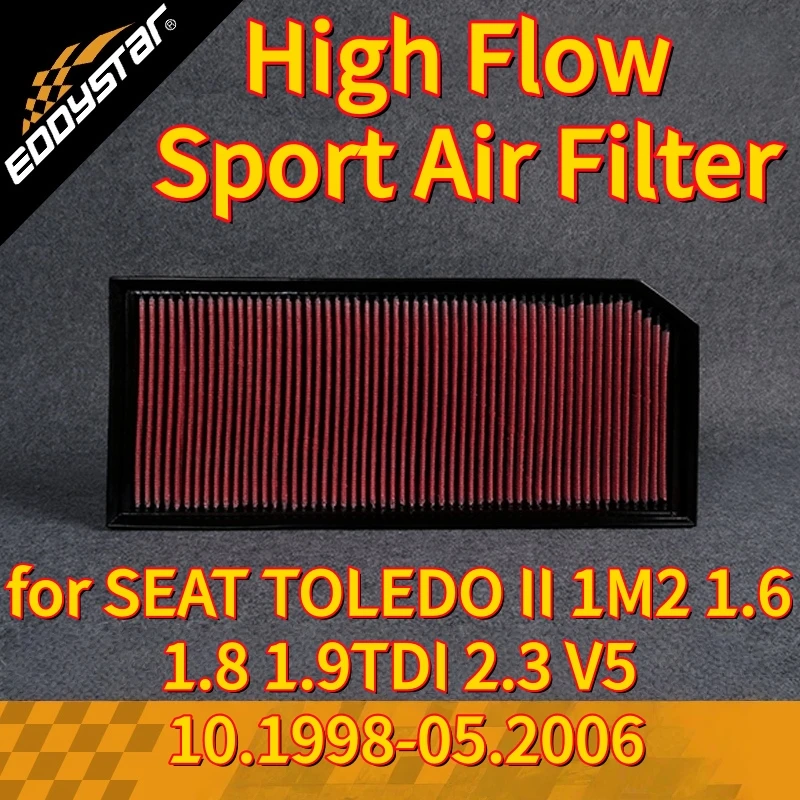 

Спортивный воздушный фильтр с высоким расходом для SEAT TOLEDO II 1M2 1,6 1,8 1,9TDI 2,3 V5 10,1998-05,2006 Моющиеся гоночные впускные фильтры