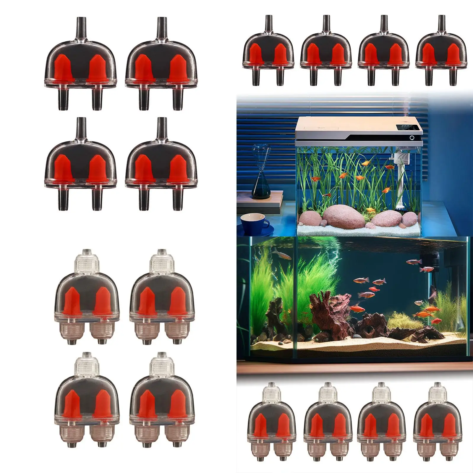 4x Aquarium Air Check Valves Non Backflow Fish Tank Accessories for 4mm Tube