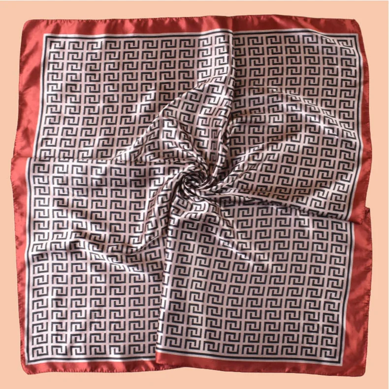 Hochwertiger Seidenschal, Kopftuch für Damen, vier Jahreszeiten, Haarschals, Hijab, Foulard, luxuriöses Bandana, Kopftuch für Damen, 90*90cm – Detail 11