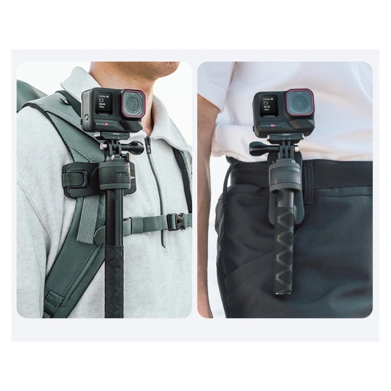 Mochilas soporte palo selfie ajustable 360 ​​grados para ajuste seguro en hombro y correas cintura K1KF