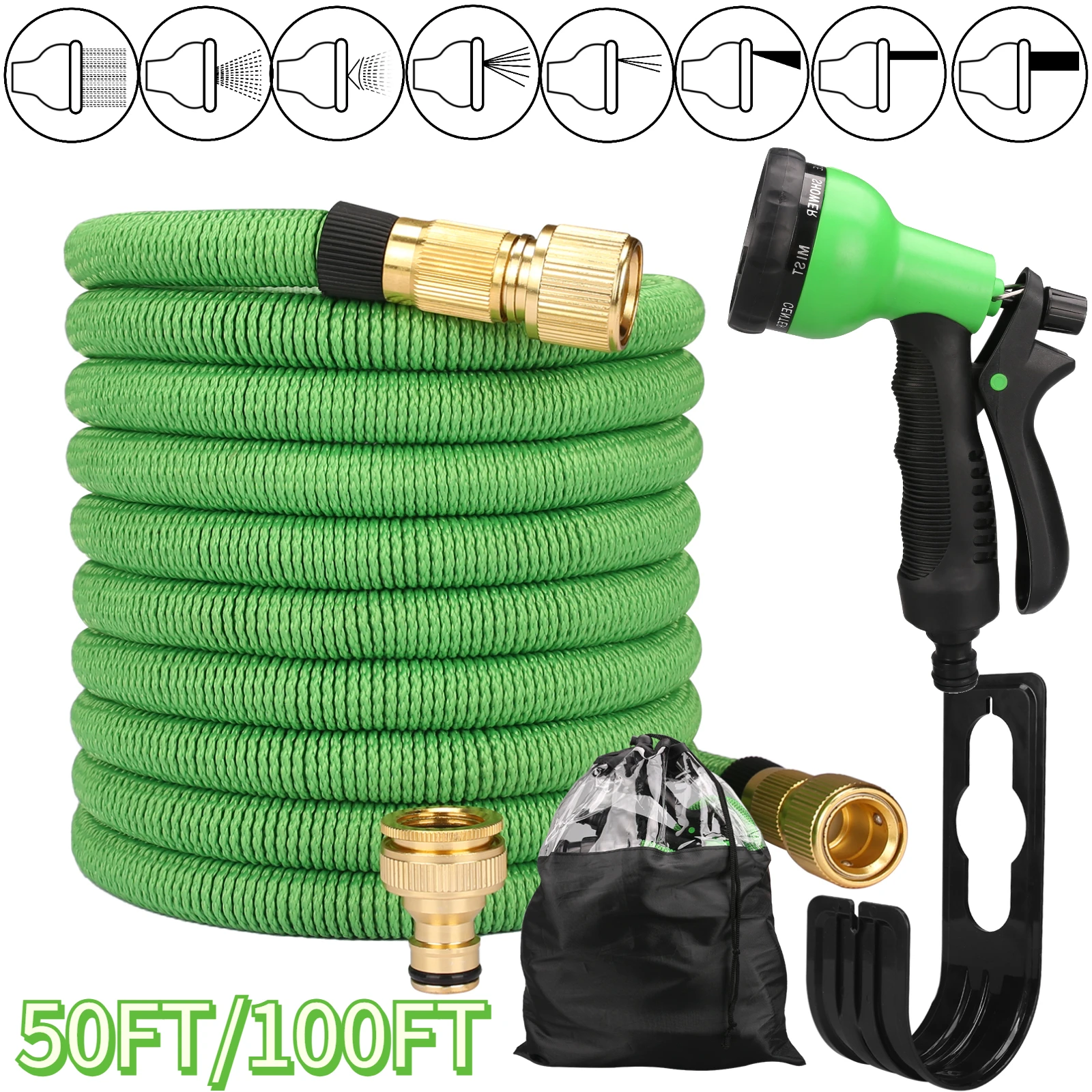 Manguera de agua de jardín expandible con junta de 2 tubos, tubos de agua mágicos de PVC de alta presión para riego de granja y jardín, limpieza de lavado de coches