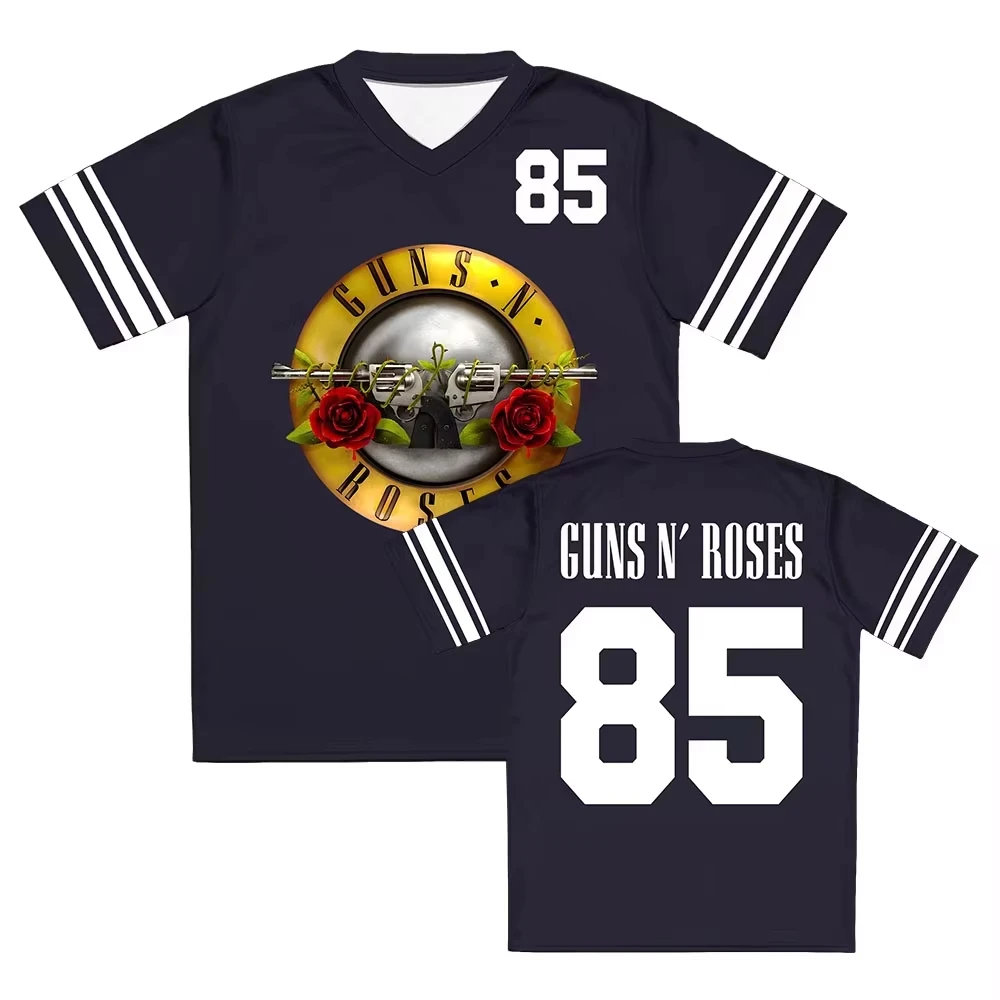 2026 GUNSN ROSES Football Jersey Tee Rock Band Hip Hop Streetwear Fashion Casual Sports T-shirt Suitable for Both Men and Women