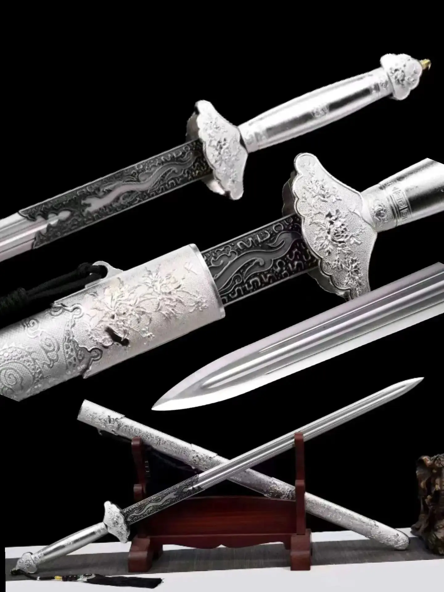 Chinese Penoy Battle Sword, Real Handmade Multi Refined Extreme Manganese Steel Blade, Unsharpened