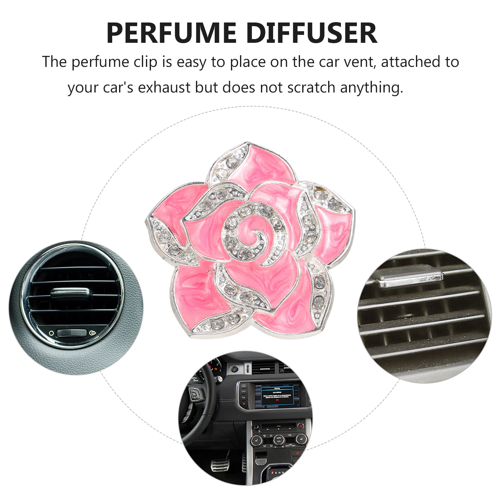 

2 Sets Air Outlet Perfume Clip Car Freshener Vent Charms Rhinestones Decor Flower Clips Iron Decorations Interior Aesthetic