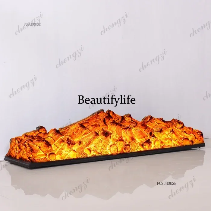 Simulated Charcoal Fake Firewood Decorative Fireplaces Embedded Home Ornamental Decoration LED Round Bare Charcoal Fireplaces NN