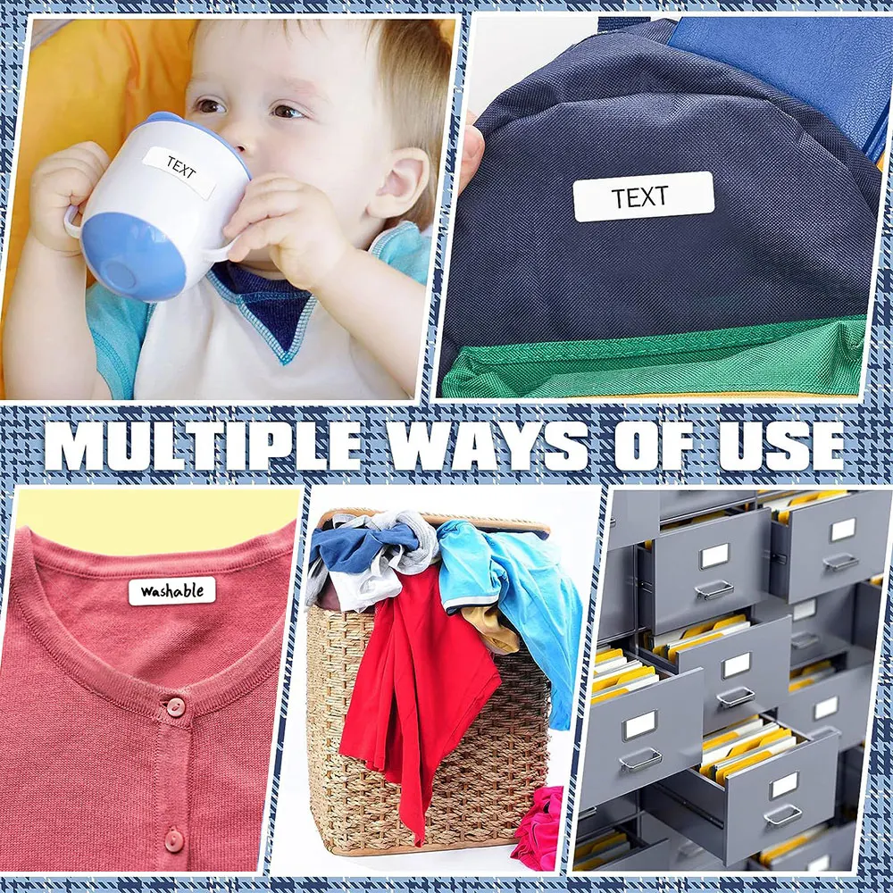 No-Iron Clothing Labels Wash Writable Self Adhesive Name Labels with Permanent Fabric Marker For Daycare Washer and Dryer Safe