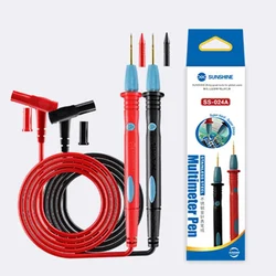 SUNSHINE SS-024A Multimeter Pen 1000V 20A For Digital Multimeter Test Rod Soft Anti-scalding Silicone Wire Extra Tip Test Pen