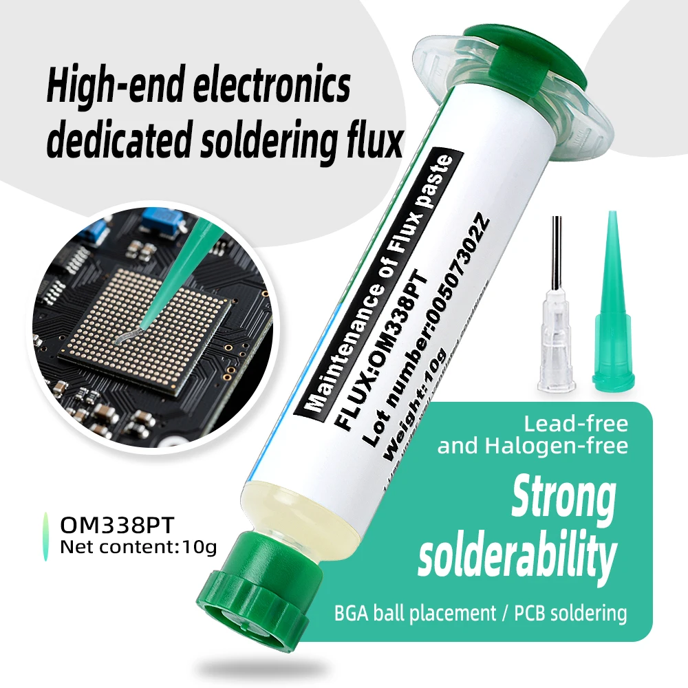 OM338PT High Activity No Clean Solder Flux Paste Soldering Oil for BGA IC PCB Chip Reballing Electronics Repair