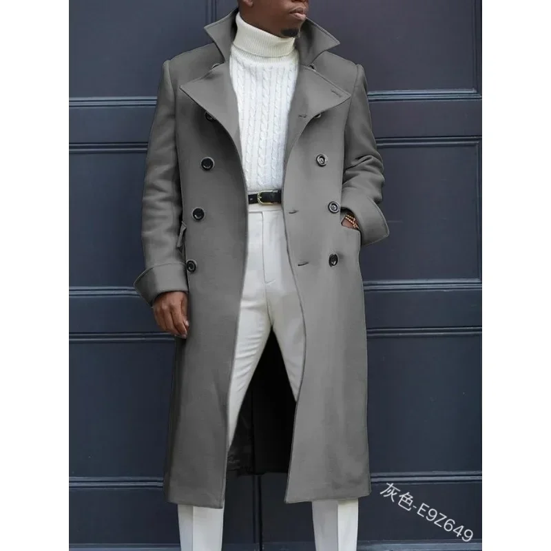 2024 Herfst Winter Nieuwe Herenmode Britse Baggy Jas Halflange Trenchcoat Casual Dagelijks Comfortabel