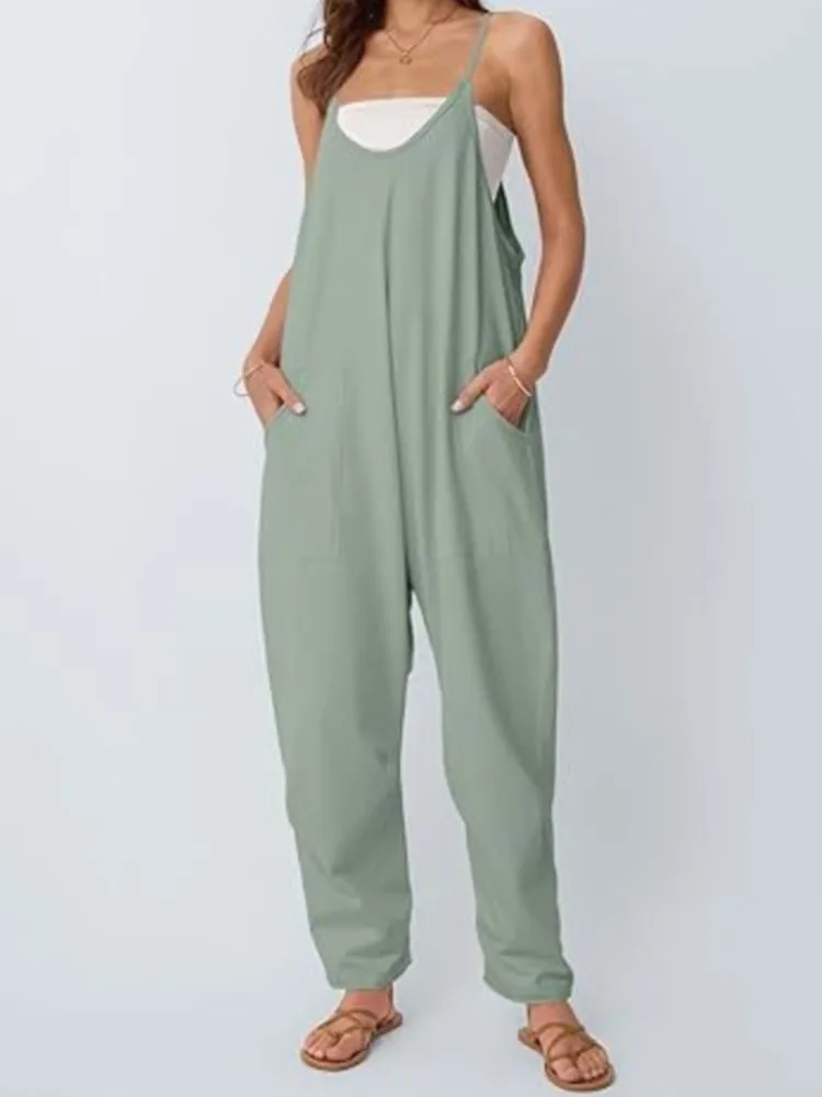 Letnie, codzienne kombinezony na szelkach, damskie spodnie na szelkach w stylu dojazdowym, proste, jednolite, z średnim stanem.