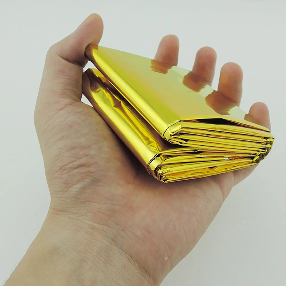 ผ้าห่มฉุกเฉิน 3 ชิ้น แบบสองด้าน สีทอง-เงิน น้ำหนักเบา สำหรับการเอาชีวิตรอดกลางแจ้ง ผ้าห่มกู้ภัยฉุกเฉิน