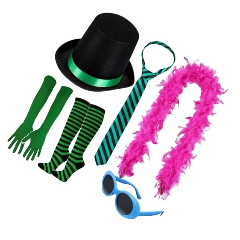 Dxae Green Felts Hat Long Gloves Gloves Gloves Cosplay Ensemble لحدث مؤتمر الأنيمي