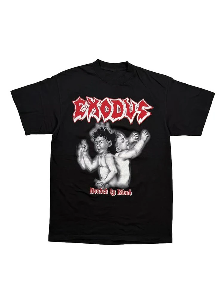 

Exodus Band BONDED by BLOOD Cotton Ro T-irt ort Sve Breathable Comfortable ex Summer Faion Streetwear