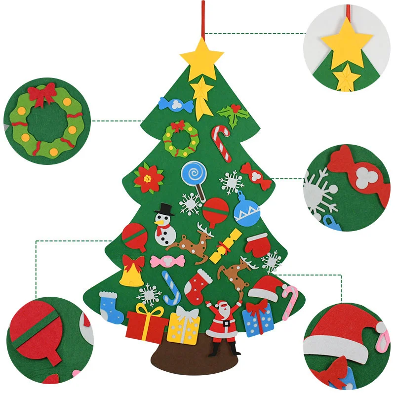 Árbol de Navidad de nieve para hombre, juguete de fieltro, tablero ocupado, adorno de pared para puerta de casa, decoraciones navideñas, regalos, juguete Montessori para bebé