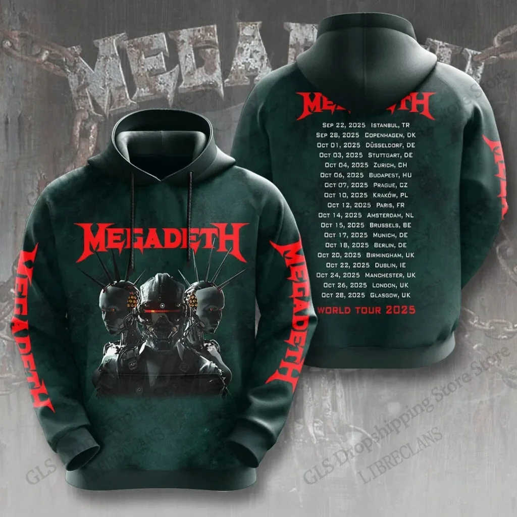 Unisex-Hoodie in hoher Qualität mit 3D-Design – im Retro-Stil der Rockband Megadeth – ein trendiges Sweatshirt für Herbst/Winter, ideal für Teenager. – Detail 18