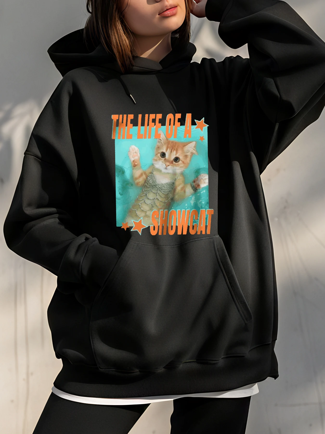 

Толстовка с капюшоном The Life of a Showcat Cat с принтом русалки, повседневная уличная одежда, женская модная толстовка унисекс, осенне-зимняя одежда