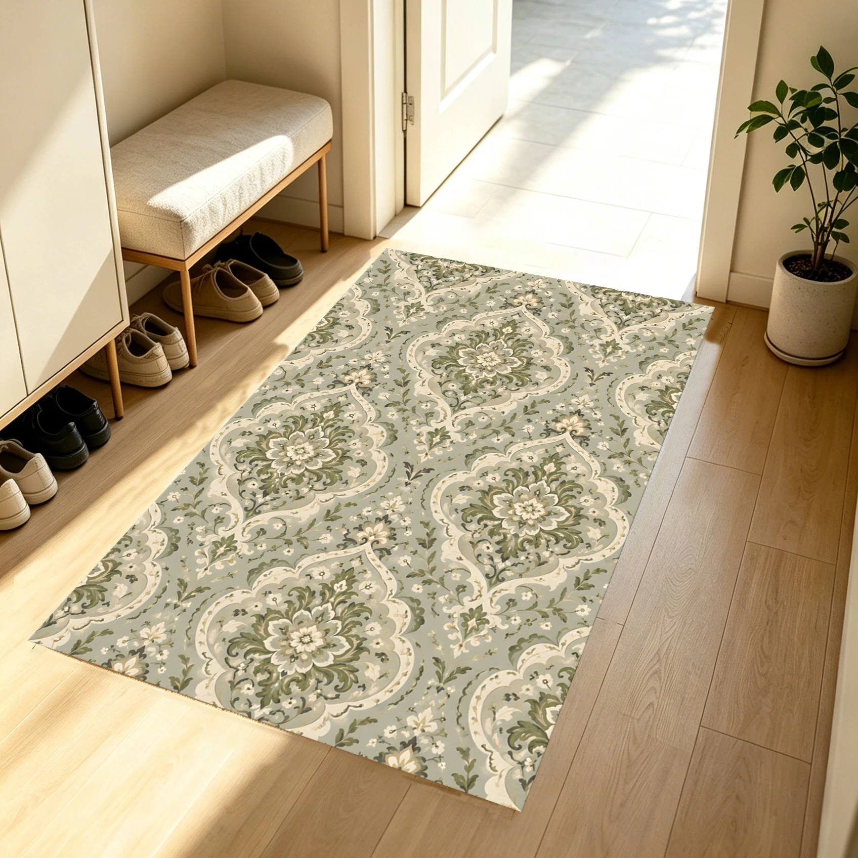 2D Retro European Style Floral Pattern Carpet, Light Luxury Retro Style, Suitable for Living Room and Bedroom, One-Click Refresh for Autumn and Winter Decoration