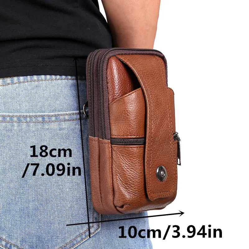 1pc Fashion Men\'s PU Leather Fanny Pack, Multifunctional Fanny Pack, Large Capacity Fanny Pack, Brown Shoulder Bag