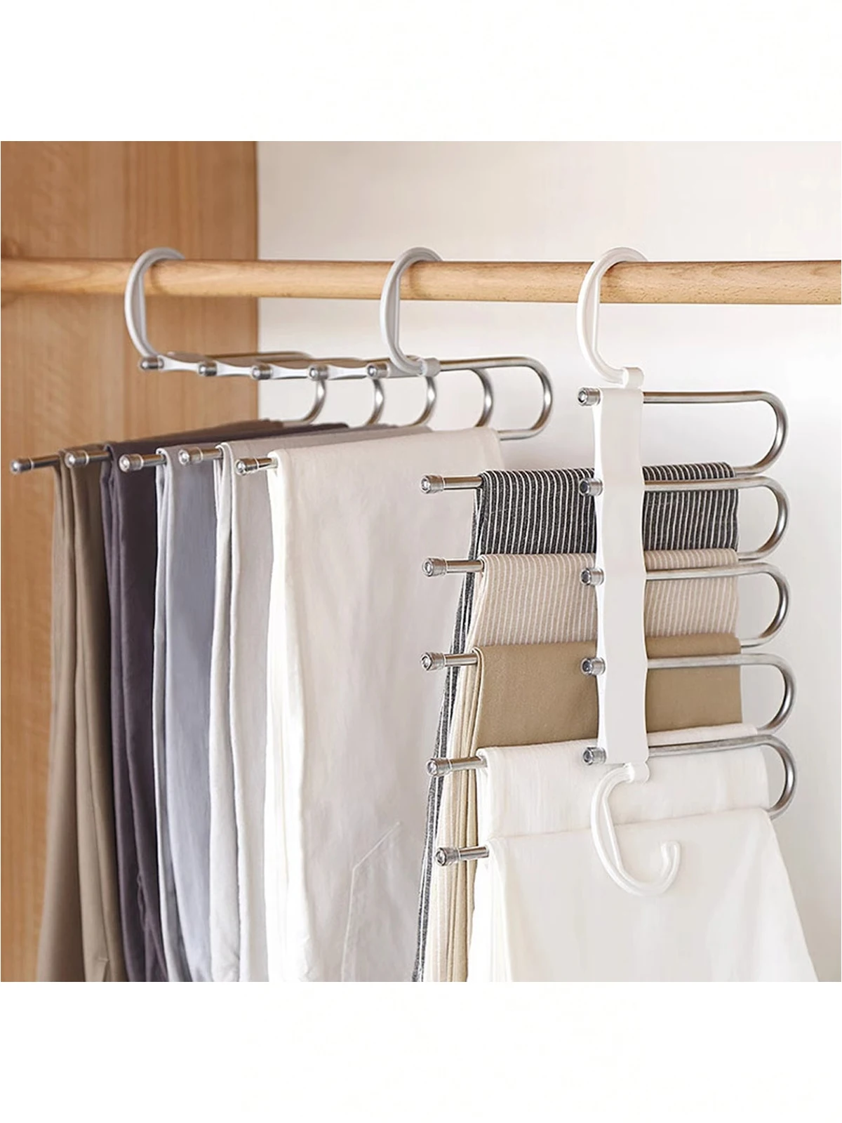 Basic Pants Rack, Multifunctional Wardrobe Pants Rack for family Dormitories, Multifunctional Folding Multi-Layer Pants Rack, Se