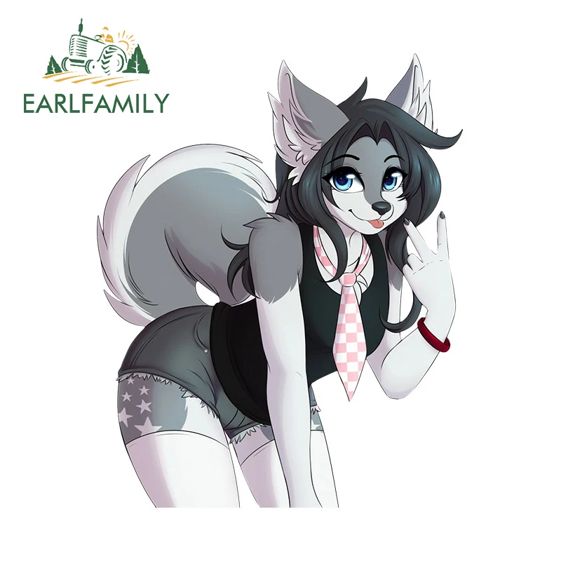 

EARLFAMILY 13cm x 10.5cm for Furry Fox Car Stickers Vinyl Creative Waterproof Sunscreen Windows Motorcycle Graphics Car Lable