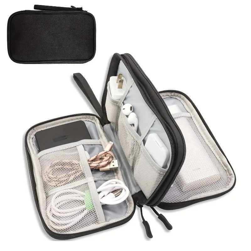 1 PCS Double-Layer Travel Storage Bag Suitable for Storing Toiletries, Cosmetics Accessories, Electronic Cables, And Small Tools