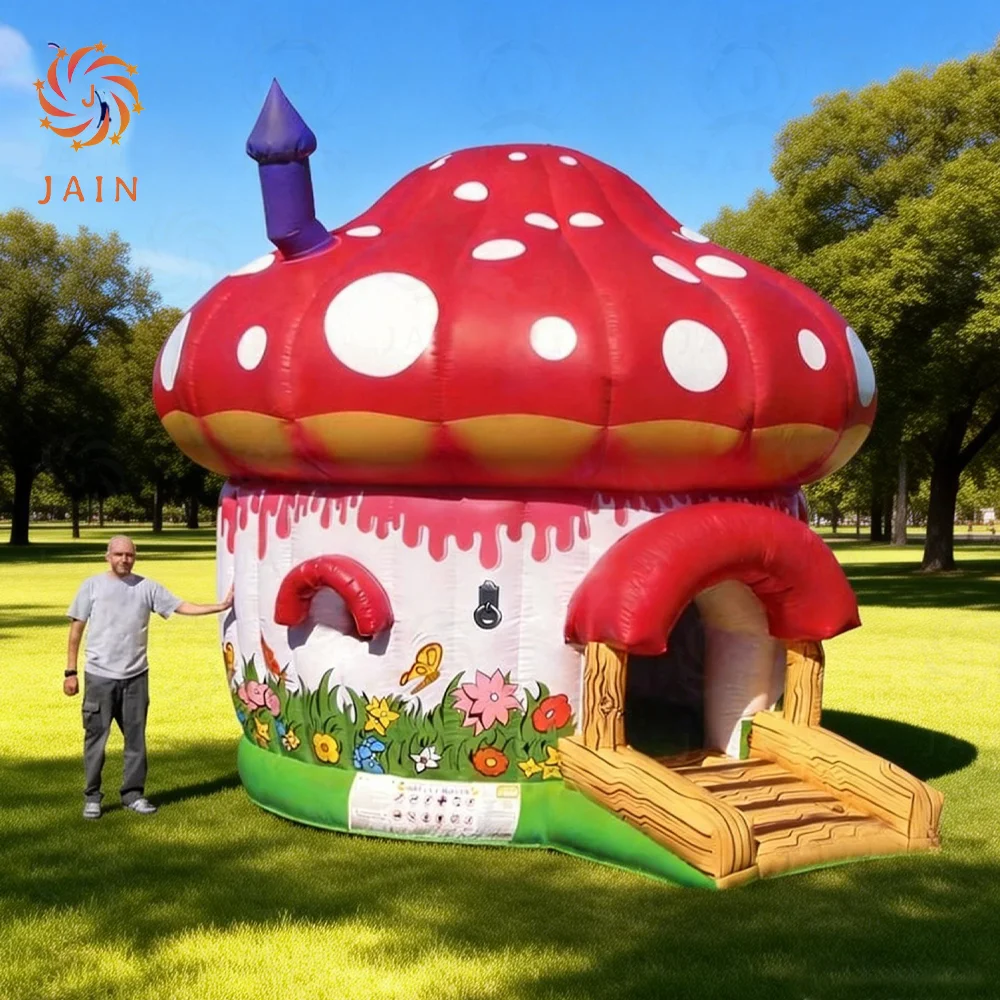 Fast Shipping Mushroom Jump Bouncer Outdoor Carnival Party Inflatable Bouncy Castle for Children Forest Themed with Blower