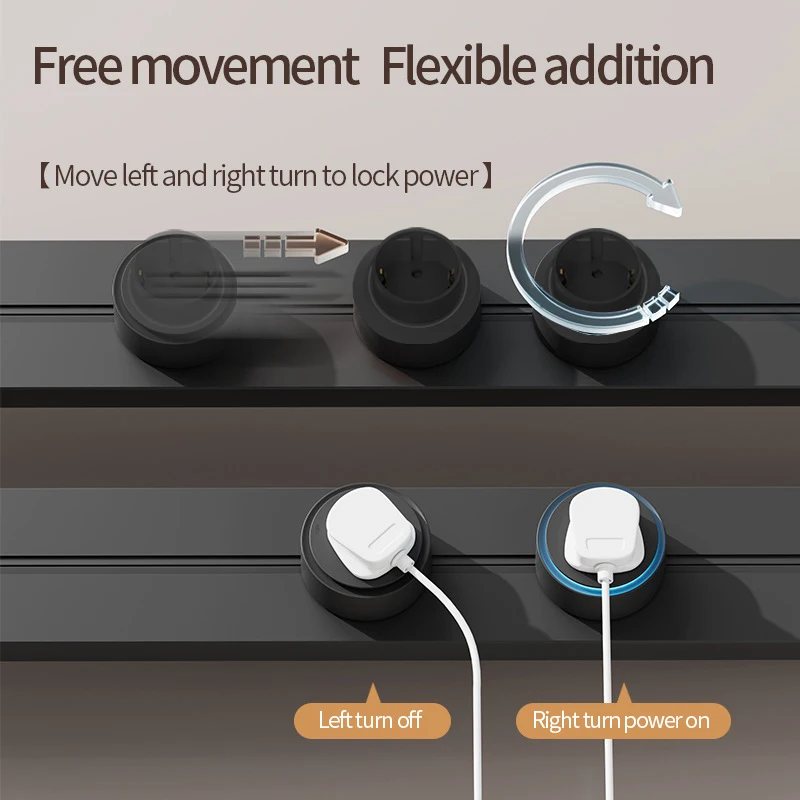 Track Socket Movable Power Rail Slidable Outlet USB Type C EU FR DIY Modular Power Strip Wall Mount Kitchen Home Office Desk Use