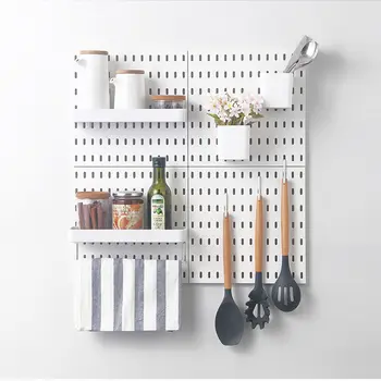 Accesorios de tablero perforado para bricolaje, organización de cocina, estante colgante sin taladro, ganchos de almacenamiento, organizador de pared, manualidades para garaje y habitación. 10 best sales Organizador de garaje - №10