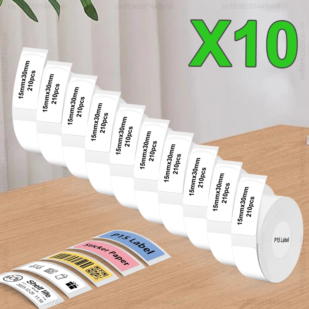 5/10Pcs P15 P12 Label Paper Tape Waterproof Transparent White Label Sticker Compatible for Marklife P15 P12 P11 D30 Label Maker