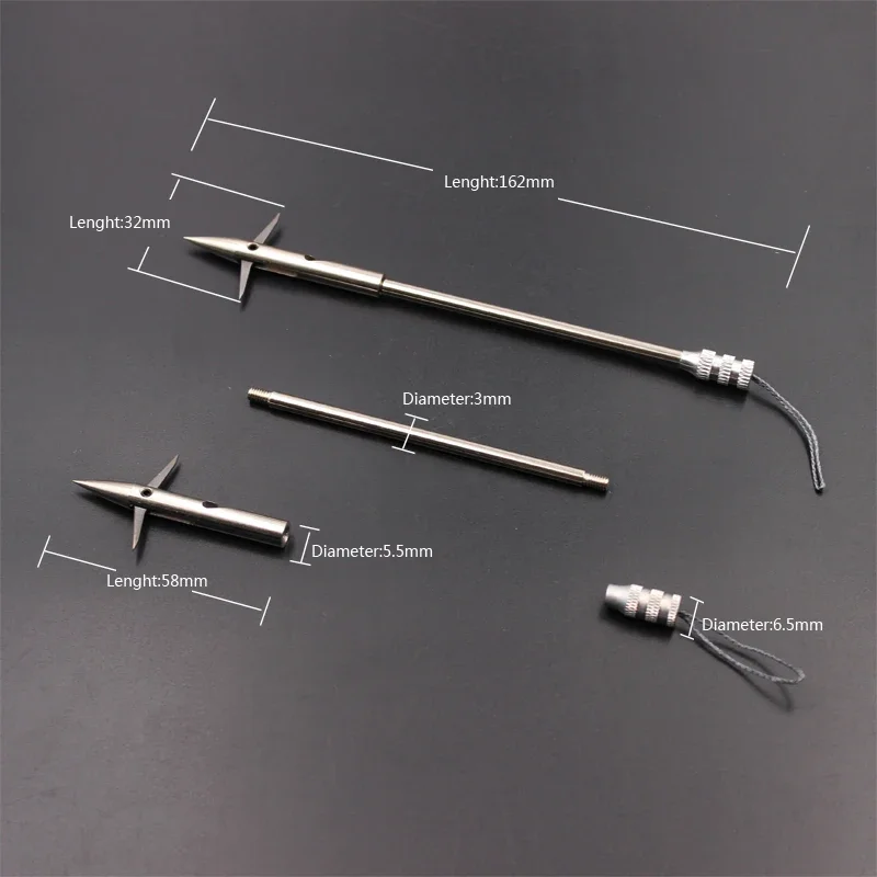 2pcs/set Stainless Steel Slingshot Fishing Archery Dart Silver Removable Outdoor Hunting Accessories Steel Tip Darts