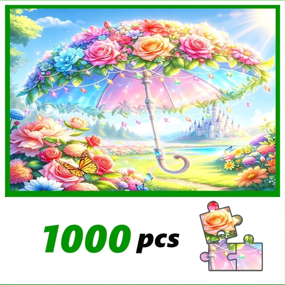 Colorful Art Jigsaw Puzzle, Floral Umbrella Castle, Cats Watching Aquarium, Cat & Puppy Garden, Autumn Lake Palace, Home Decor