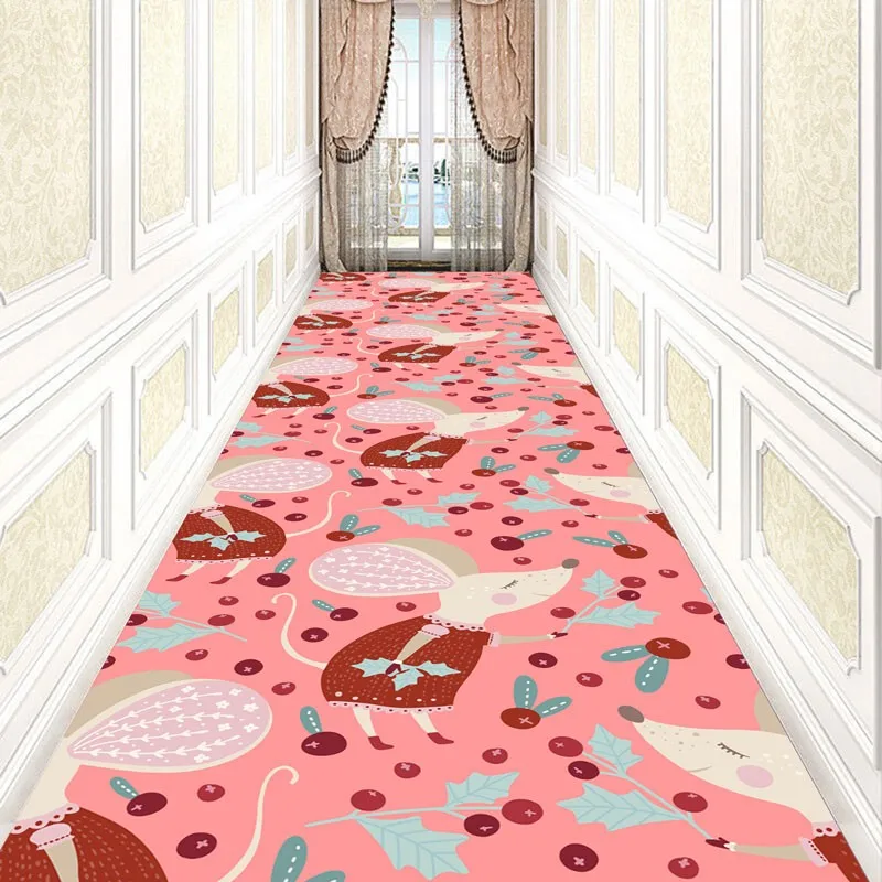 Reese Mouse And Holly Berry Lobby Carpets Long Area Rugs Kidsroom Stairway Hallway Decor Corridor Aisle Anti Slip Hall Entrance