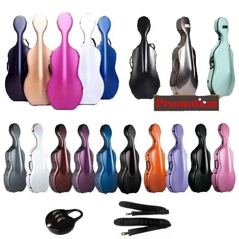 Wasserdichter Cello-Koffer aus Kohlefaser 4/4 7/8 3/4 1/2 1/4 Cello-Box Cello-Zubehör Mehrfarbig
