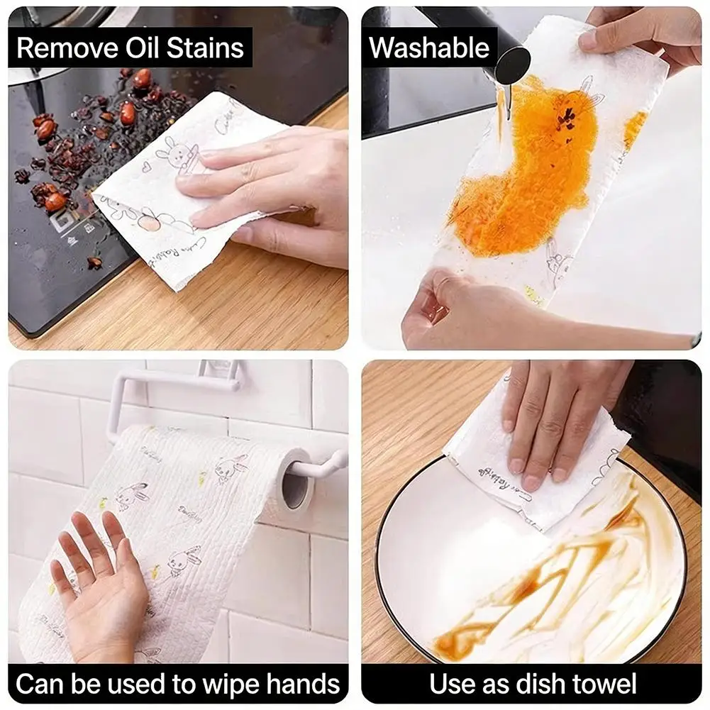 Dishcloth Absorbent Thickened Kitchen Paper Dry Wet Use Non Greasy Random Pattern for Sink Cleaning Dishwashing
