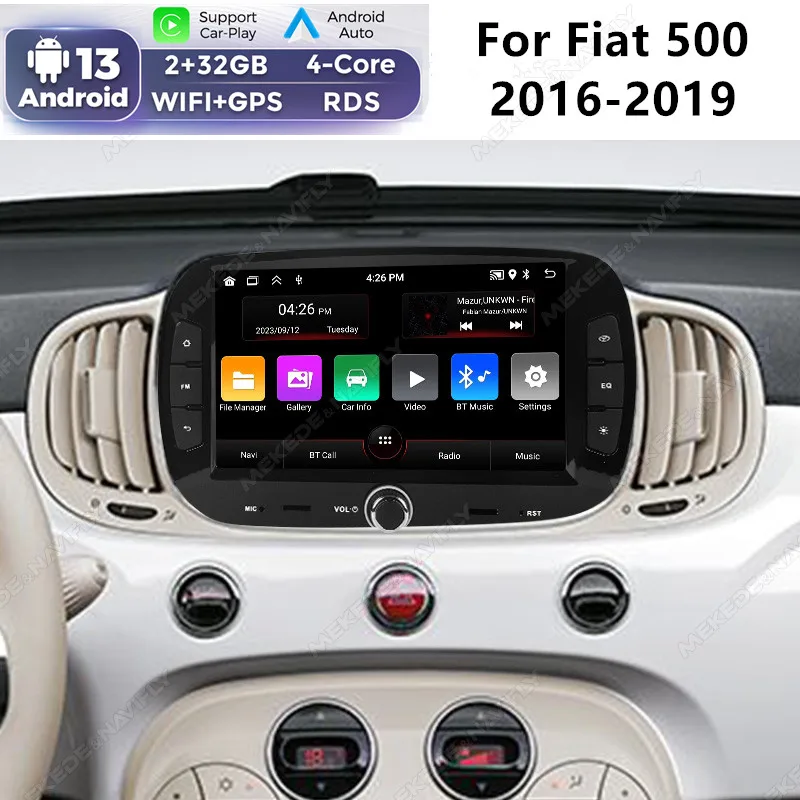 Carplay Android Auto Car Radio For Fiat 500 2016 - 2019 2Din Car Multimedia Video Player WIFI BT Stereo Autoradio GPS Navigation