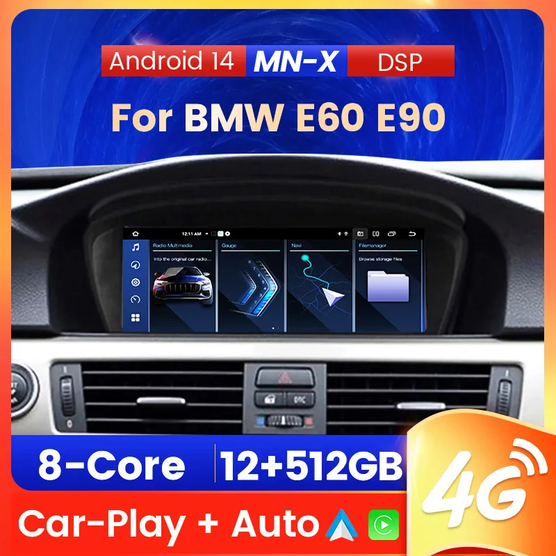 Wireless CarPlay Android Auto Car Multimedia Radio For BMW 5/3 Series E60 E61 E62 E63 E90 E91 E92 E93 CCC CIC Touch Screen