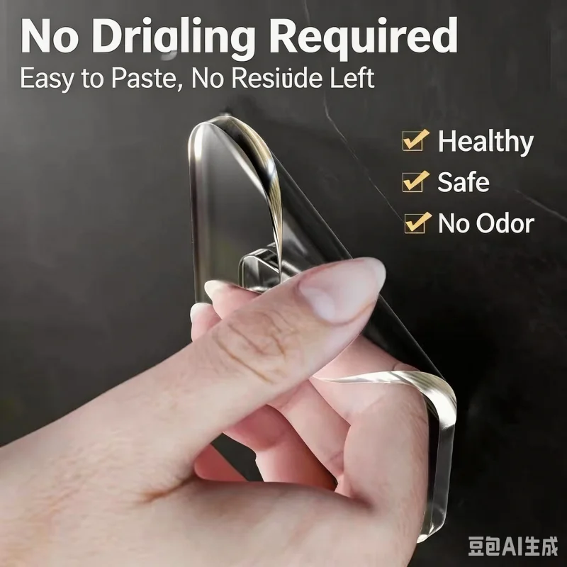 Household Clear Self‑Adhesive Wall Hooks, Heavy‑Load No Drill Acrylic Hooks, Waterproof Removable Hanger for Bathroom Kitchen D - view 5