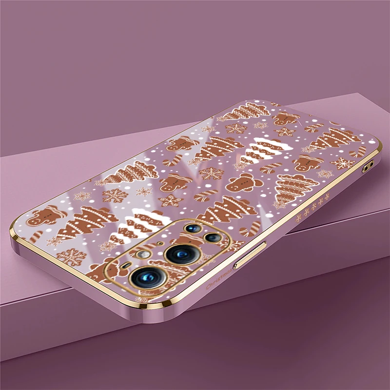 Custodia per telefono placcatura moda per Oneplus Nord 3 CE 2 Lite N20 5G 9 8T Protezione dell'obiettivo della fotocamera Copertura antiurto per albero di Natale