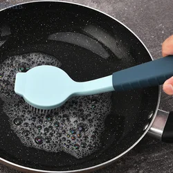 Cleaning Brush Kitchen Soft Plastic Long Handle Silicone Brush Dishes Scrub POTS Brush Decontamination Cleaning Brush