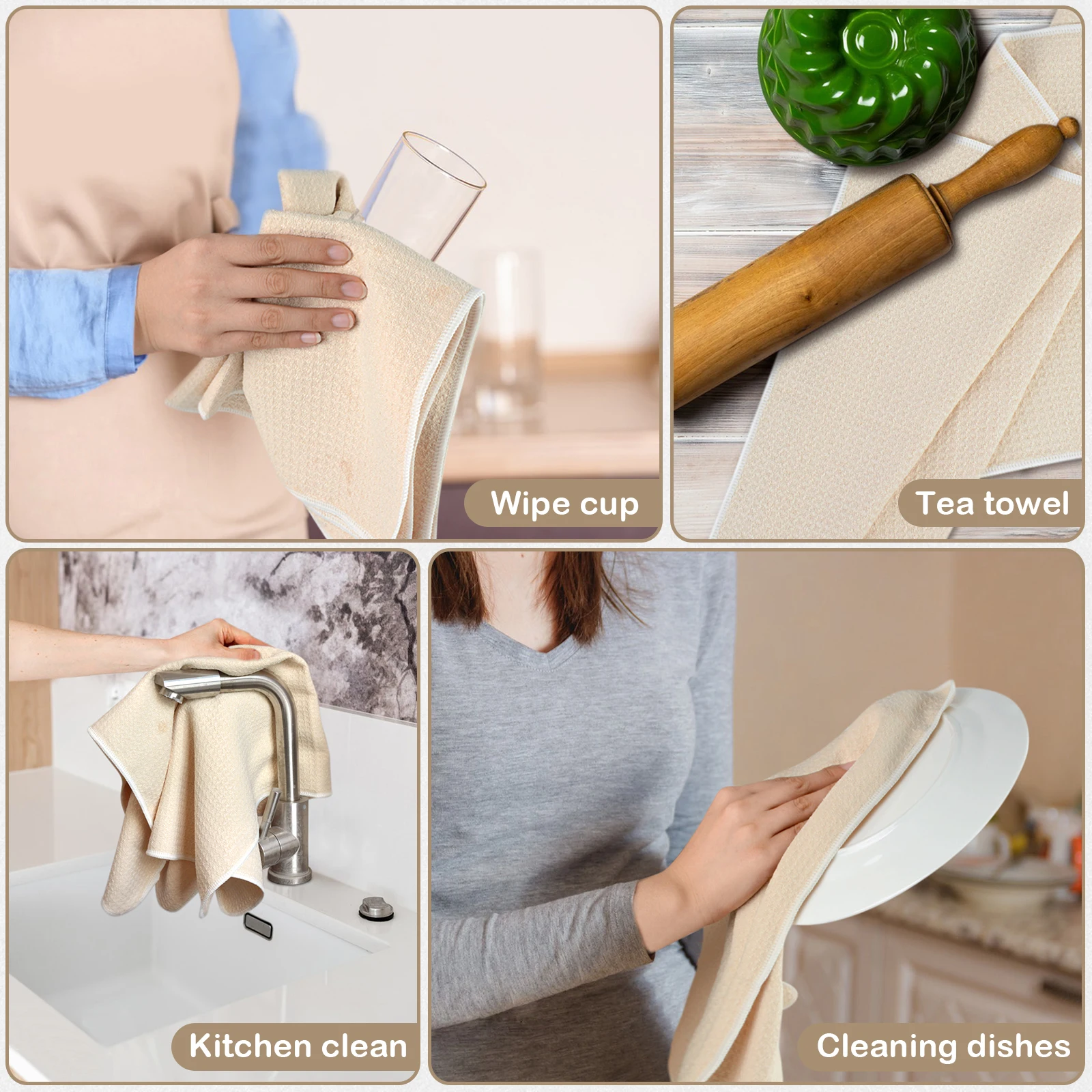 SINLAND Home Microfiber Waffle Weave Dishcloth Dish Drying Towel Kitchen Wash Cloth Ultra Absorbent 40cmX60cm 10 Pack