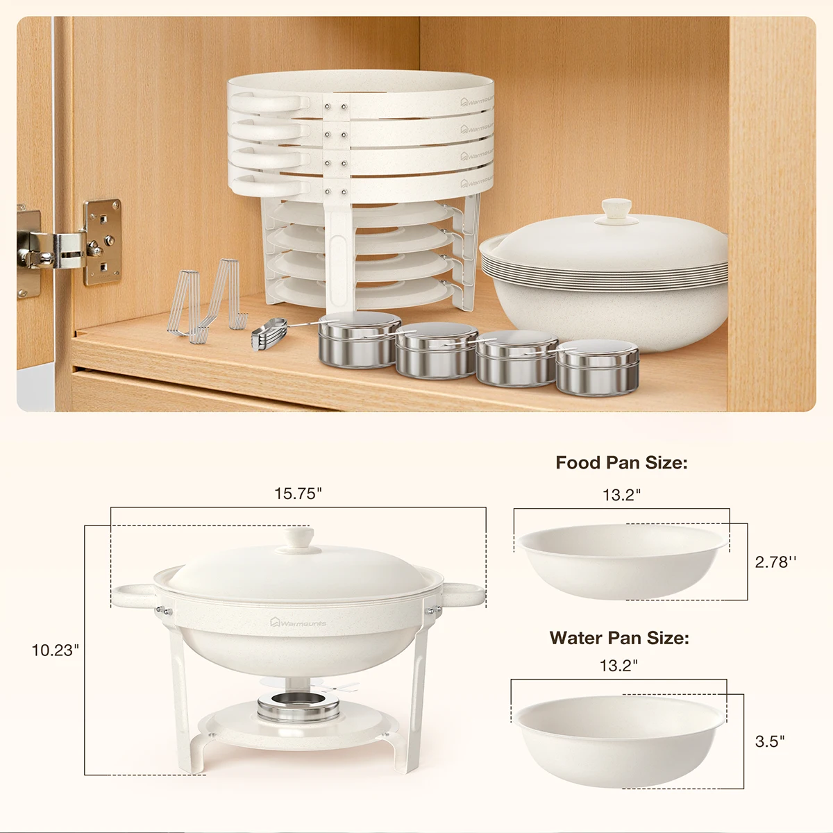 5QT 2/4 Pack Round Chafing Dishes for Buffet  Food-Grade Stainless Steel  Chafers and Buffet Warmers Set for Parties, Catering,
