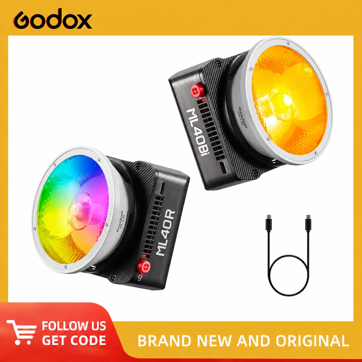 Photography Lighting Placement - ضوء فيديو LED محمول Godox ML40Bi
