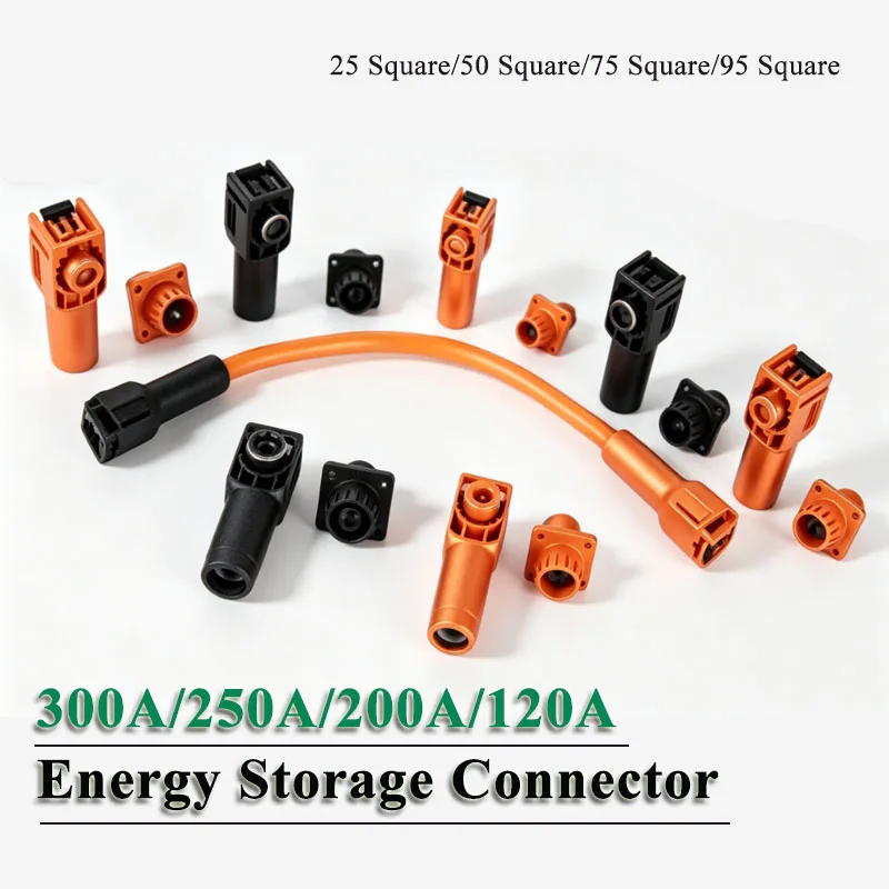 120A/200A/300A Energy Storage Connector Single Core 25/50/75/90mm² High-Current Through Wall Waterproof Lithium Battery Terminal