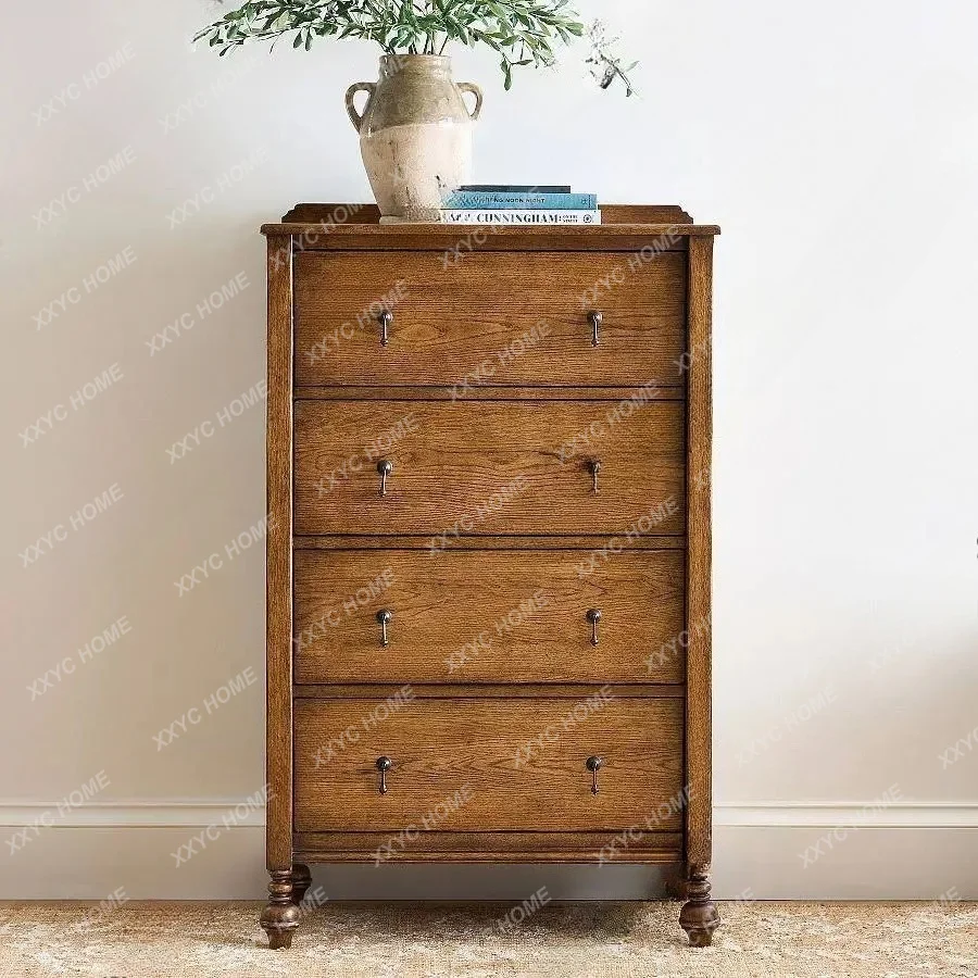 

retro solid wood antique style bedroom locker simple high-end storage designer model