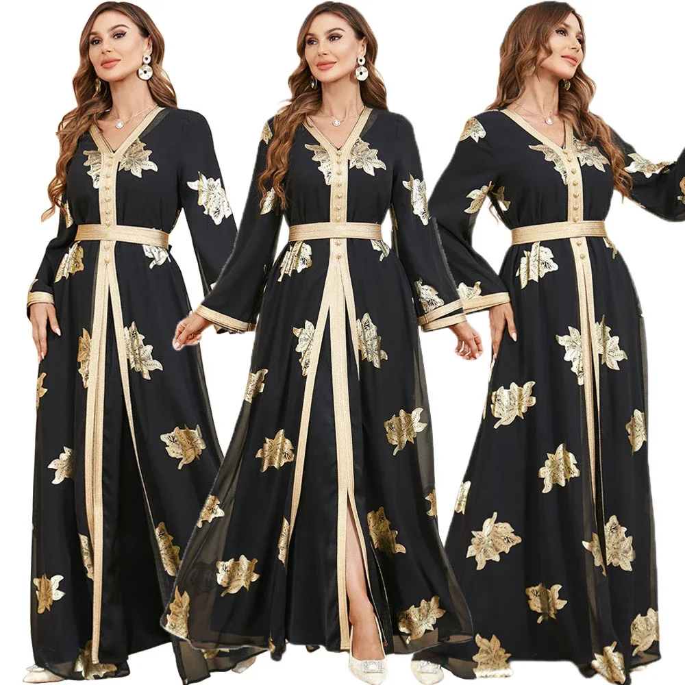 

Eid Dresses Abaya for Women Tape Trim Maxi Dress 2 Pieces Turkey Dubai Arabic Moroccan Caftan Muslim Set Islam Jalabiya Ramadan